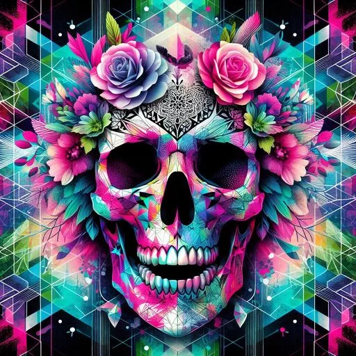 feminine skull and roses wallpaper